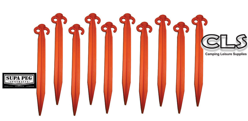 Tent Pegs 10 x 490mm Orange Sand Soft Soil Camping Pegs