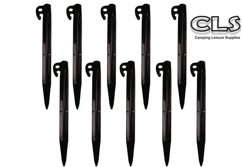 Pack of 10 300mm Black Sand Tent Stakes Pegs