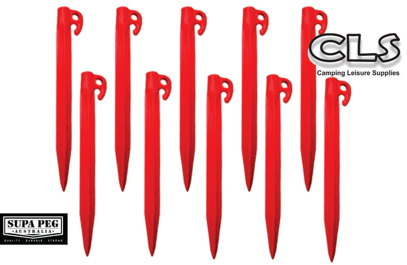 Pack of 10 300mm Orange Sand Tent Stakes Pegs