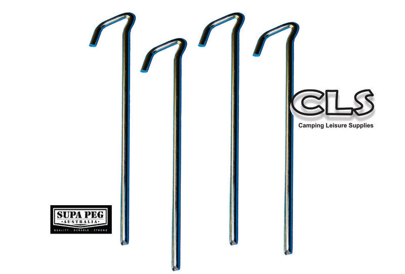 Pack of 4 Hi Tensile Galvanized Steel Tent Pegs