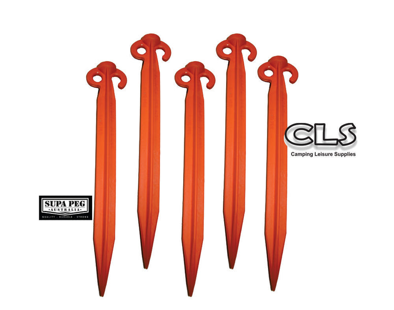 Tent Pegs 5 x 490mm Orange Sand Soft Soil Camping Pegs