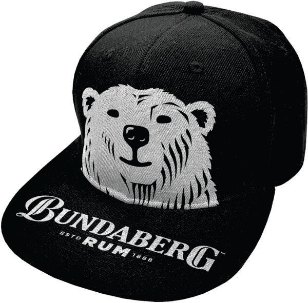 Bundy Bundaberg Rum Black Bear Face Flat Peak Cap