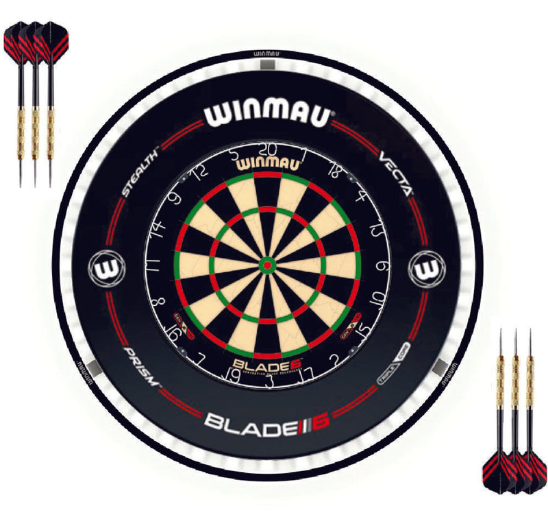 Winmau Blade 6 Dartboard + Blade 6 Surround + Plasma Light + 6 Darts