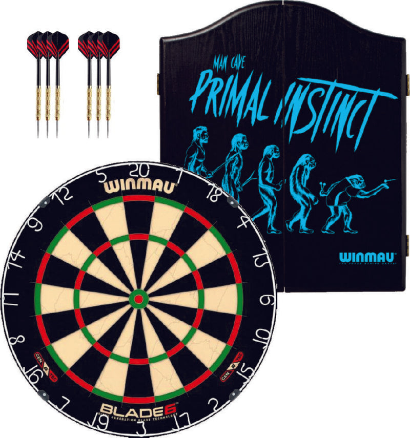 Winmau Blade 6 Dartboard plus Winmau Cabinet plus 6 Darts - Choose Cabinet