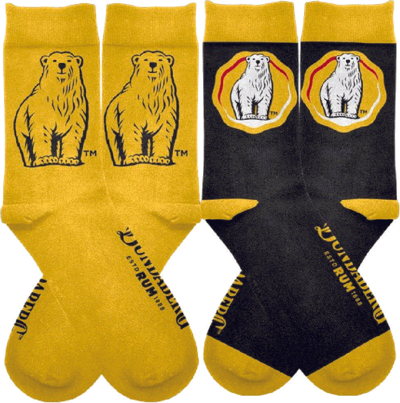 Bundy Bundaberg Rum Bear Crew Socks Black Bear Two Sets