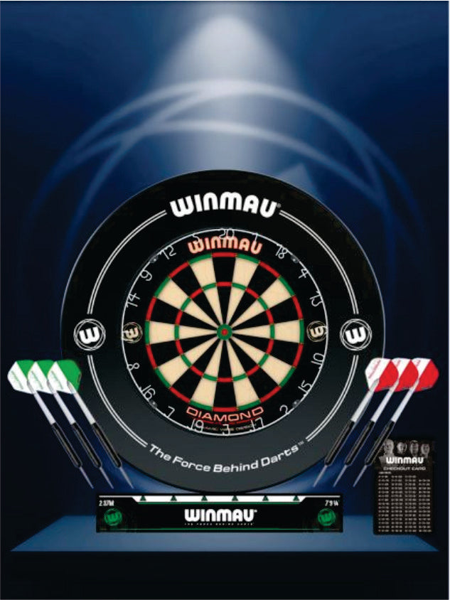 Winmau Diamond Plus Set Surround Dartboard 6 x Darts Oche Line Checkout Table