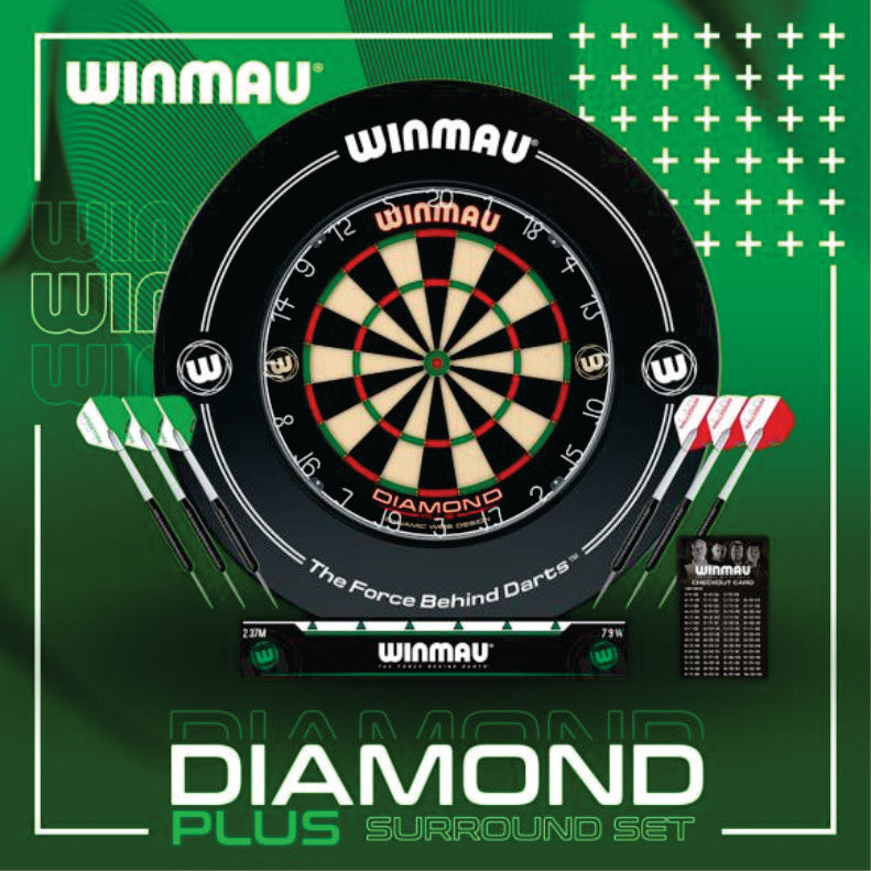 Winmau Diamond Plus Set Surround Dartboard 6 x Darts Oche Line Checkout Table