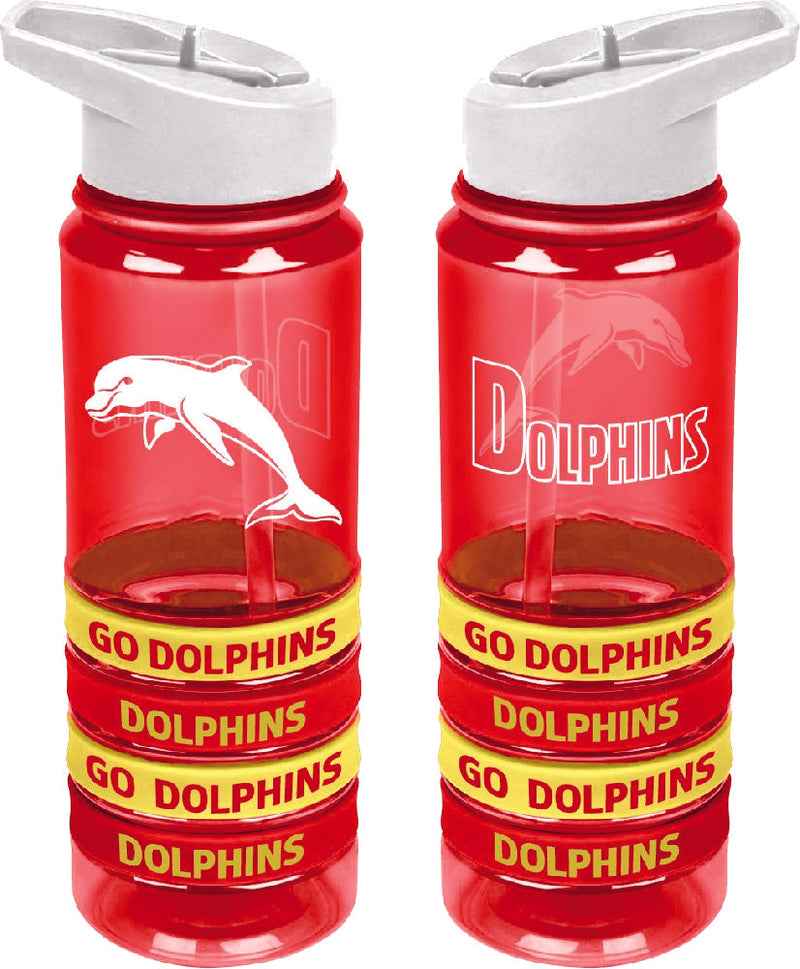 Dolphins NRL Tritan Drink Water Bottle with Wrist Bands Camping Leisure Supplies
