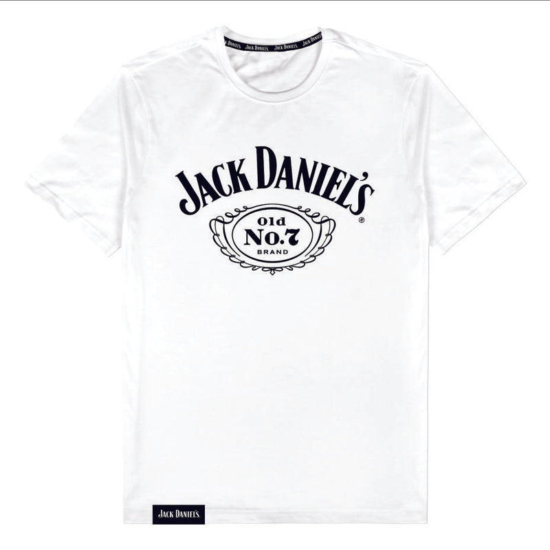 Jack Daniels Classic No7 Logo White Tee T-Shirt Classic JD