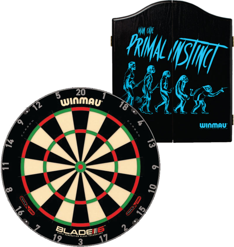 Winmau Blade 6 Triple Core Dartboard plus Winmau Cabinet plus 6 Darts - Choose Cabinet
