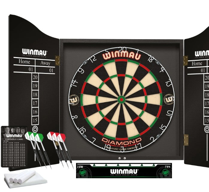Winmau Professional Dartboard Set Diamond Dartboard with Darts and Accessories