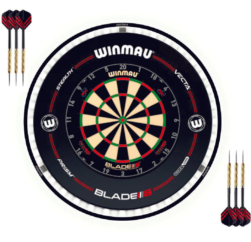 Winmau Blade 6 Triple Core Dartboard + Blade 6 Surround + Plasma Light + 6 Darts