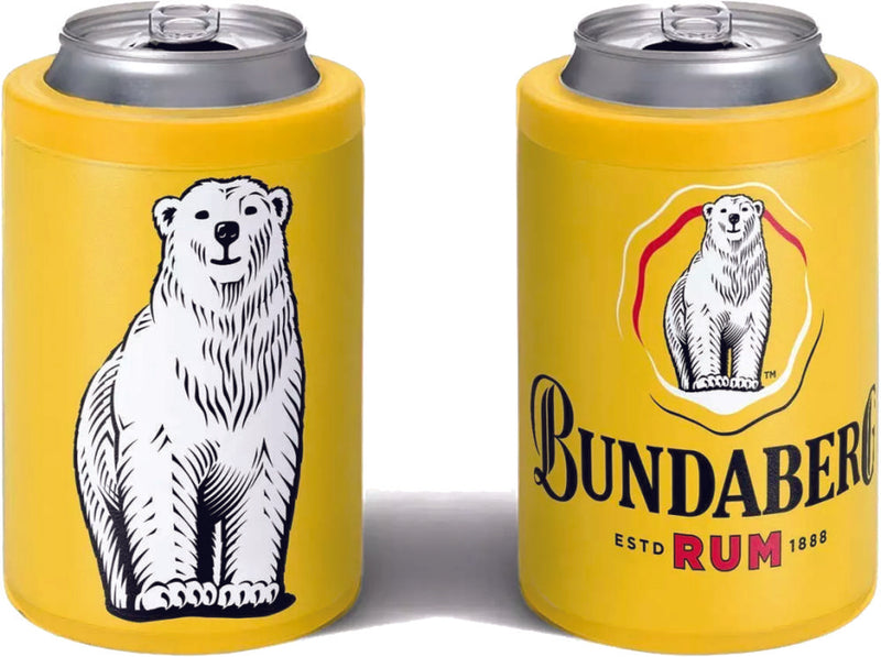 Bundy Bundaberg Bear Yellow Insulated Can Cooler with Twist Top Can Locking