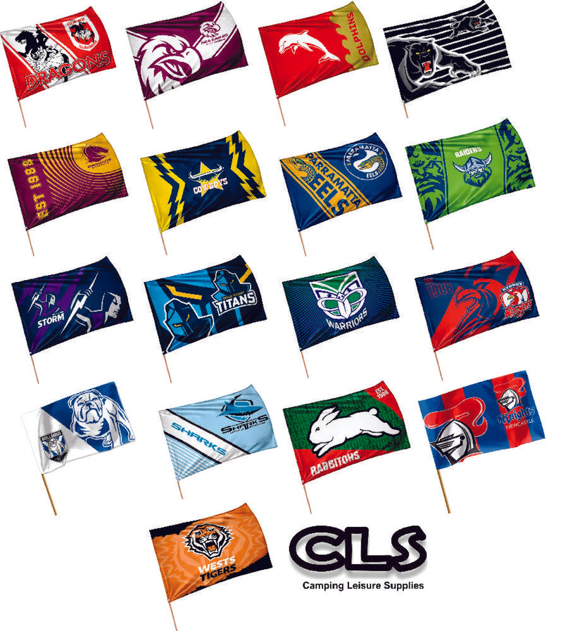 NRL Game Day Team Flag Banner with Pole - Choose Team