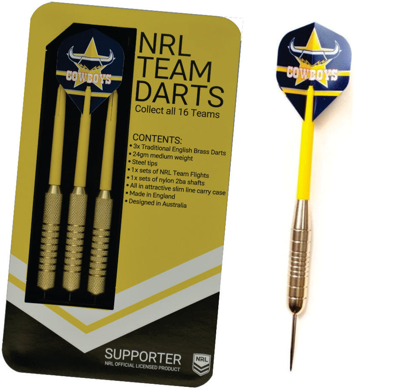 Cowboys NRL Set of 3 English Brass Dart Board Darts