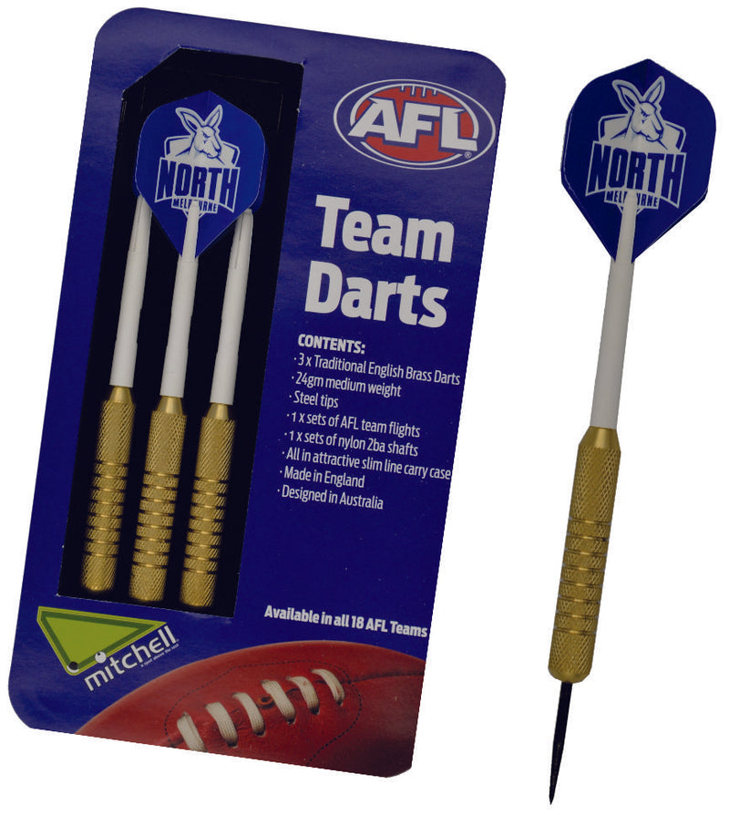 North Melbourne AFL Brass Darts Set of 3 English Darts