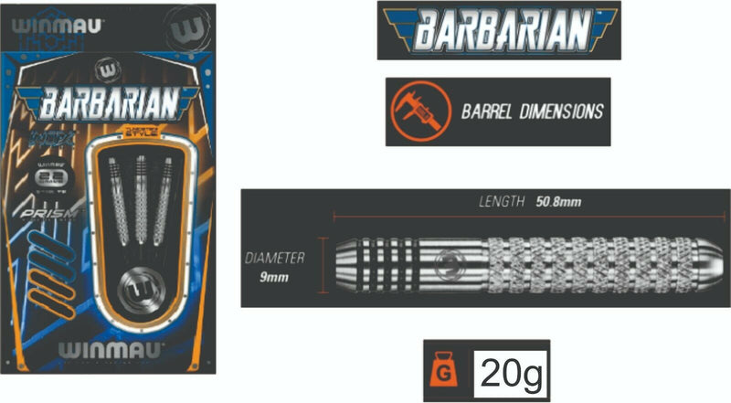 Winmau Barbarian Steel Darts 20g Winmau Barbarian Steel Darts 20g Camping Leisure Supplies