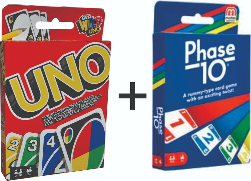 Phase10 and Uno Card Games Family Fun Playing Cards Phase10 and Uno Card Games Family Fun Playing Cards Camping Leisure Supplies