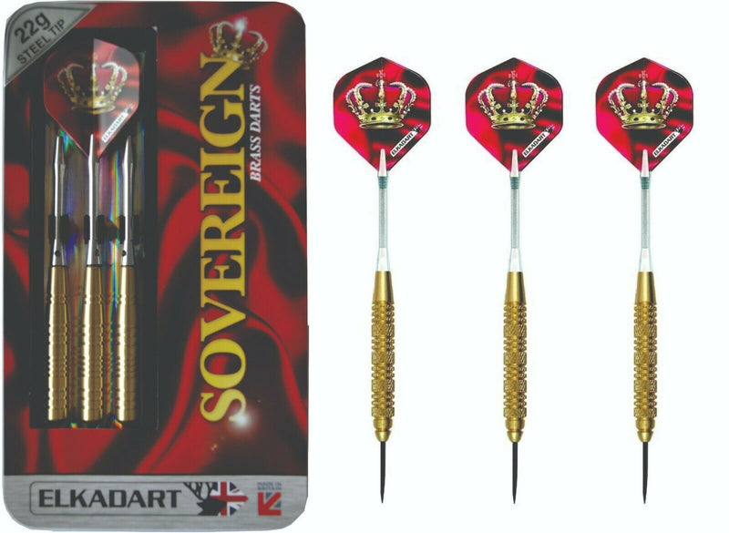 Elkadart Sovereign Brass Darts 22G Steel Tip Elkadart Sovereign Brass Darts 22G Steel Tip Camping Leisure Supplies