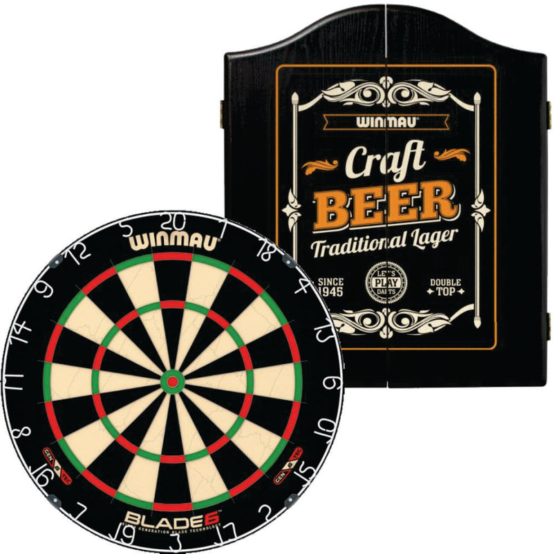 Winmau Blade 6 Dartboard Set with Craft Beer Design Cabinet Camping Leisure Supplies