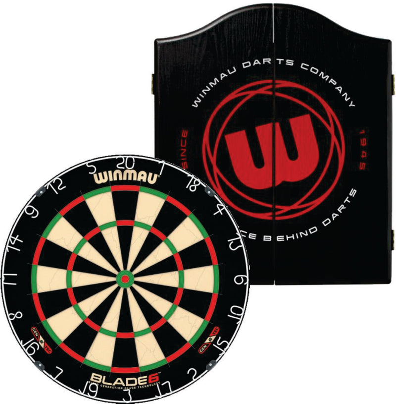 Winmau Blade 6 Dartboard Set with Roundel Design Cabinet Camping Leisure Supplies