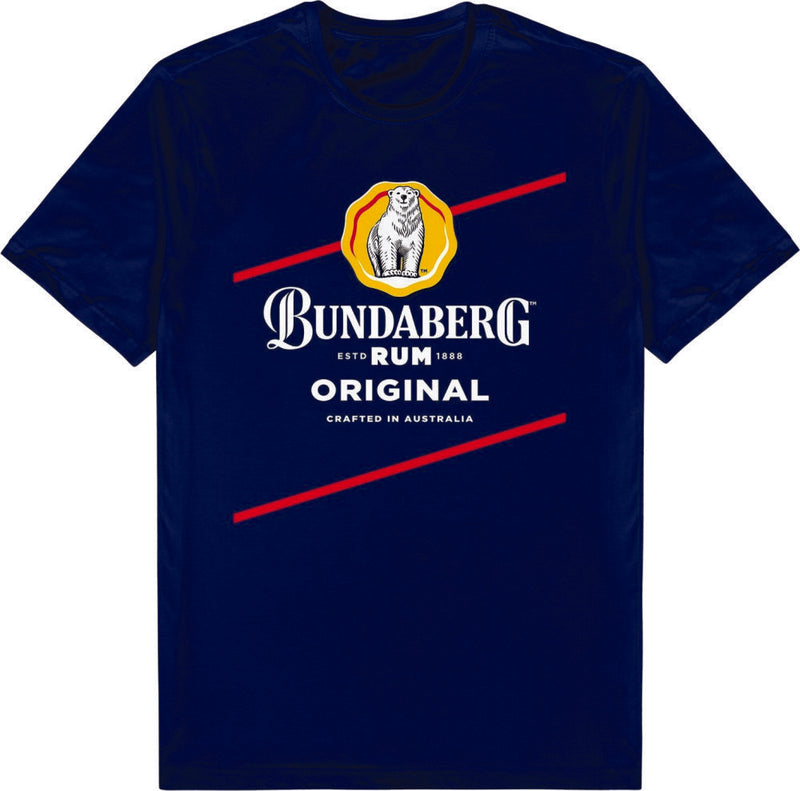 Bundy Bundaberg Rum Label Navy Logo Tee Shirt Sizes L-3XL Camping Leisure Supplies