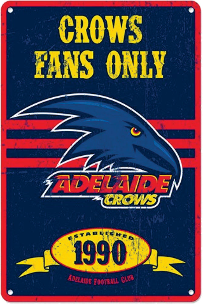 Adelaide Crows AFL Retro Metal Tin Wall Sign Fans Only Camping Leisure Supplies