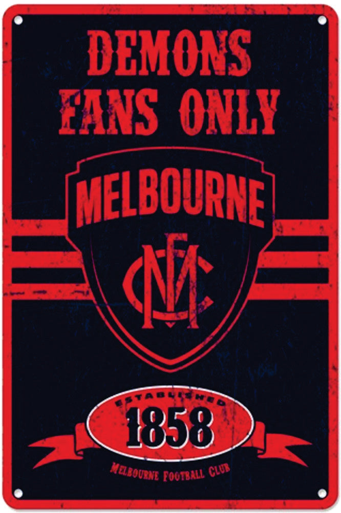 Melbourne Demons AFL Retro Metal Sign Tin Wall Sign Camping Leisure Supplies