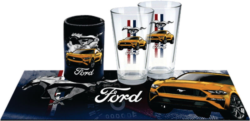 Ford Bar Essential Set Of Two Conical Glasses, Can Cooler, And Bar Mat Ford Bar Essential Set Of Two Conical Glasses Can Cooler and Bar Mat Camping Leisure Supplies