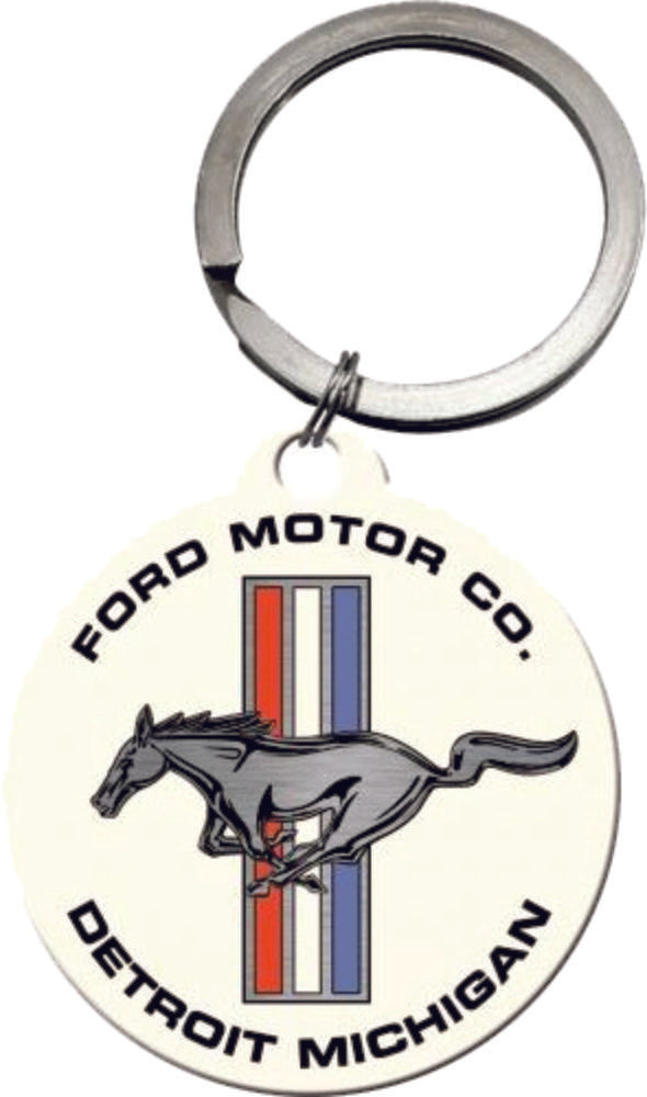 Ford Mustang Round Horse & Stripes Logo Keyring Ford Licensed Camping Leisure Supplies