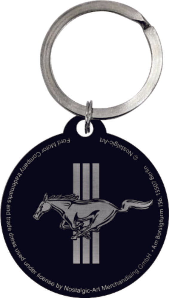 Ford Mustang Round Horse & Stripes Logo Keyring Ford Licensed Camping Leisure Supplies