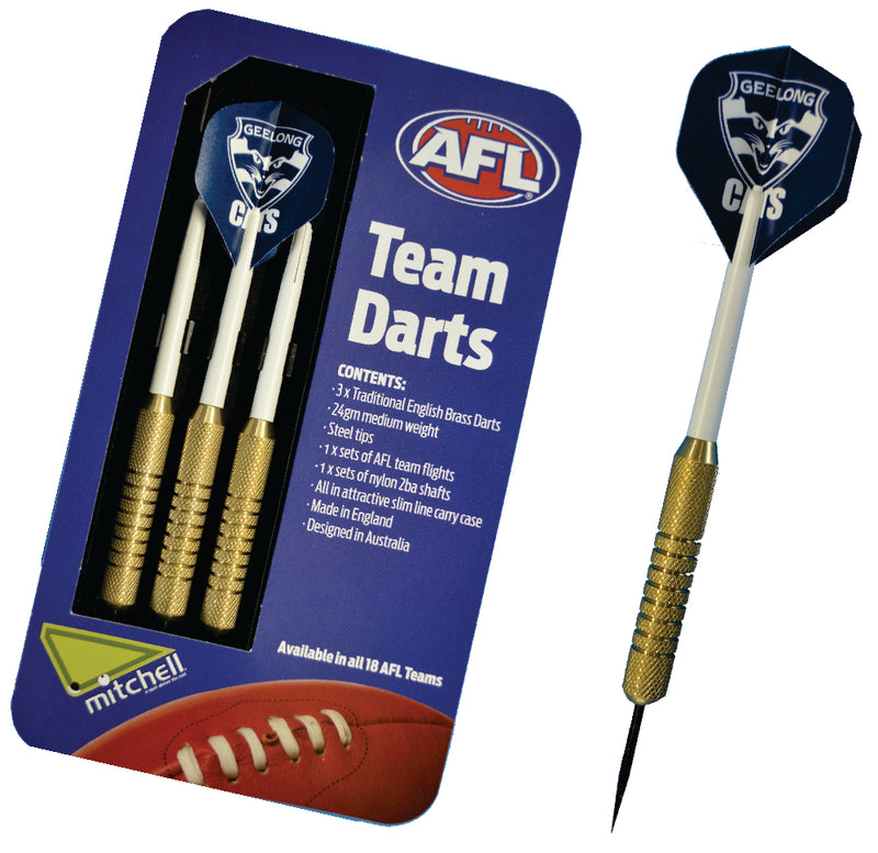 Geelong AFL Set of 3 Traditional English Brass Darts Geelong AFL Set of 3 Traditional English Brass Darts Camping Leisure Supplies
