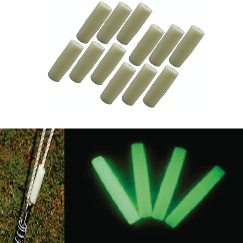 Glow in the Dark Safety Rope Markers x 12 Tents Annex Pegs Glow in the Dark Safety Rope Markers x 12 Tents Annex Pegs Camping Leisure Supplies