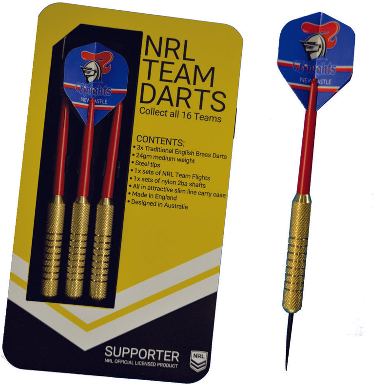 Newcastle Knights NRL Set of 3 Traditional English Brass Darts New Design Camping Leisure Supplies