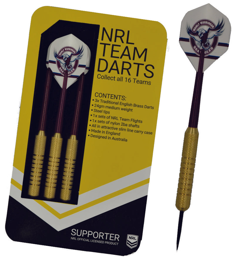 Manly Sea Eagles NRL Set of 3 Traditional English Brass Darts Camping Leisure Supplies