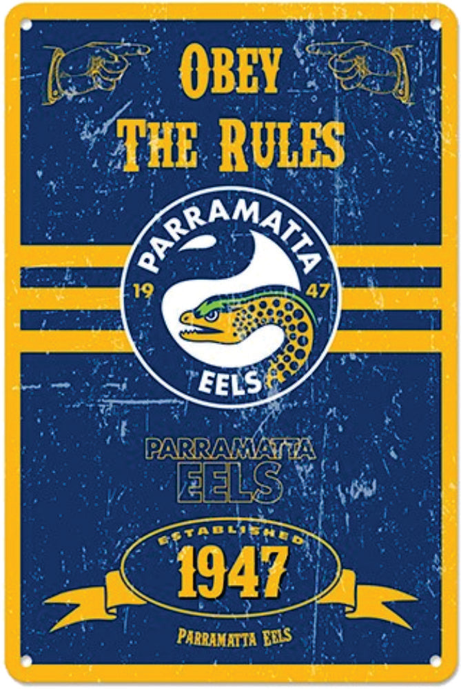 Parramatta Eels NRL Retro Metal Sign Tin Wall Sign Camping Leisure Supplies