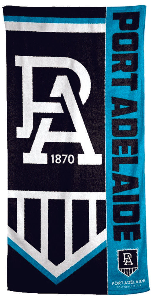 Port Adelaide AFL Beach Towels Port Adelaide AFL Beach Towels Camping Leisure Supplies