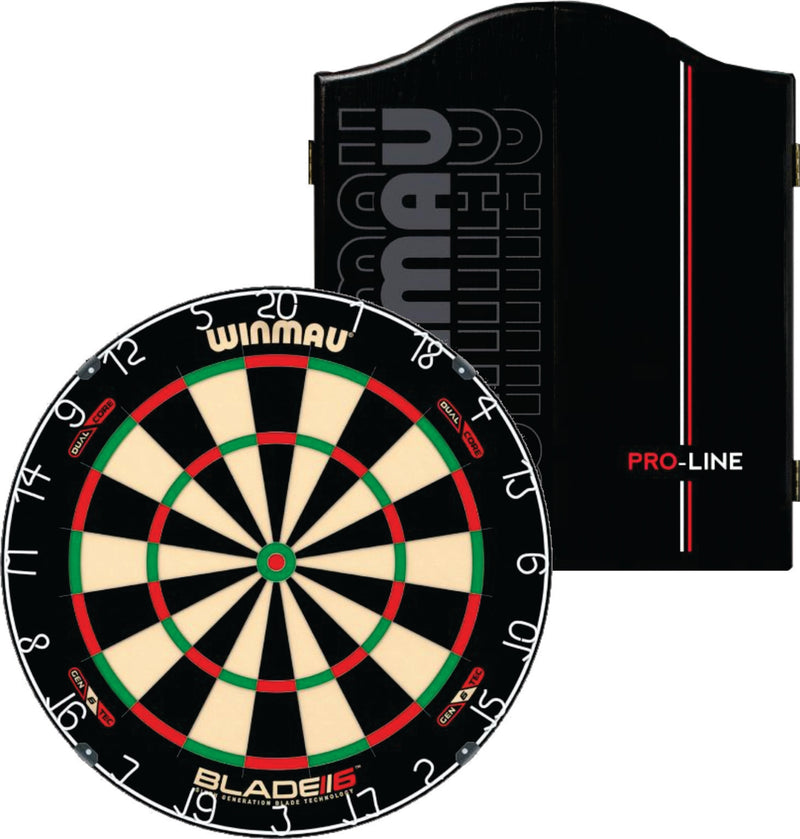 Winmau Blade 5 Professional Dartboard Set with Rosewood Cabinet Winmau Blade 6 Professional Dartboard Set with Proline Cabinet Camping Leisure Supplies