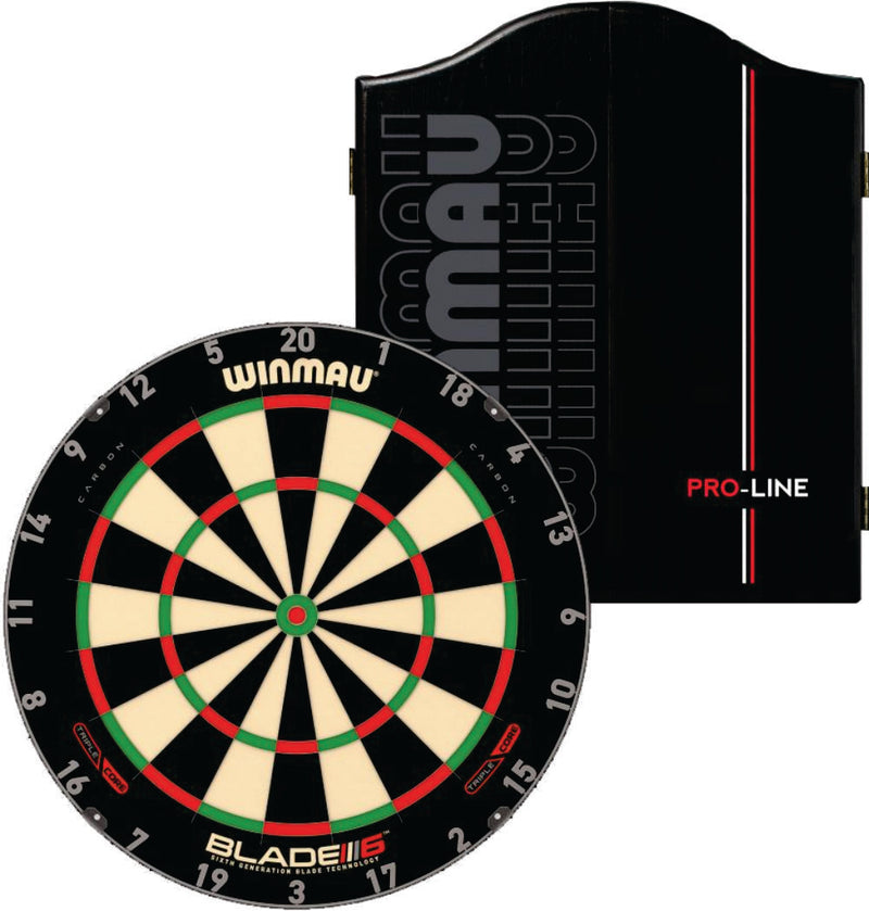 Winmau Blade 5 Dartboard With Man Cave Surround Winmau Blade 6 Triple Core Professional Dartboard With Pro-Line Cabinet Camping Leisure Supplies