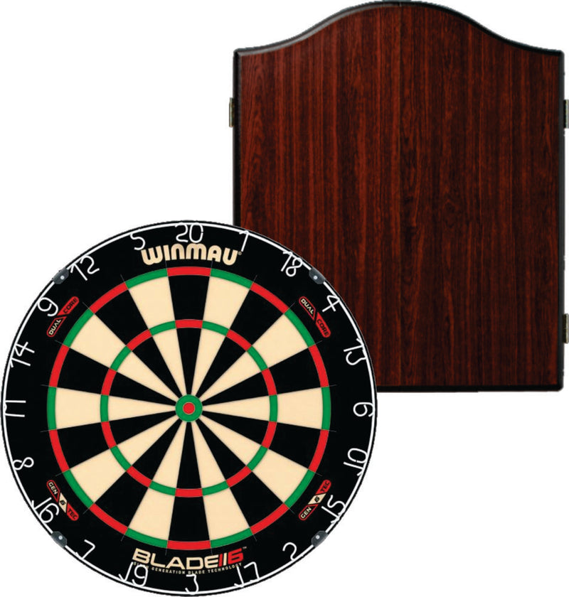 Winmau Professional Level Blade 6 Dual Core Dartboard with Rosewood Cabinet Camping Leisure Supplies