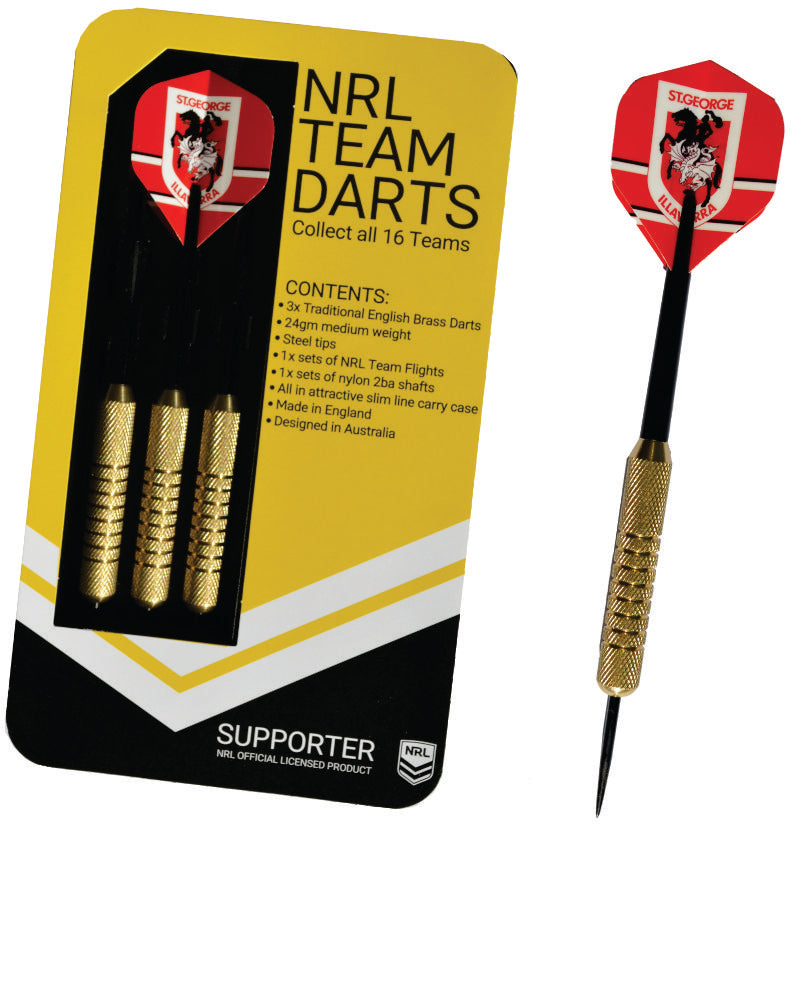 St George Dragons NRL Set of 3 English Brass Darts St George Dragons NRL Set of 3 English Brass Darts Camping Leisure Supplies