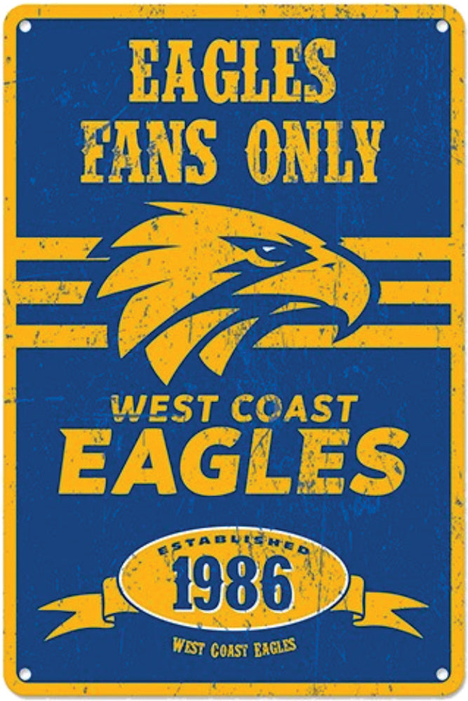 West Coast Eagles AFL Tin Sign Camping Leisure Supplies