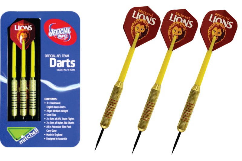 Brisbane Lions AFL Set of 3 English Brass Darts Brisbane Lions AFL Set of 3 English Brass Darts Camping Leisure Supplies