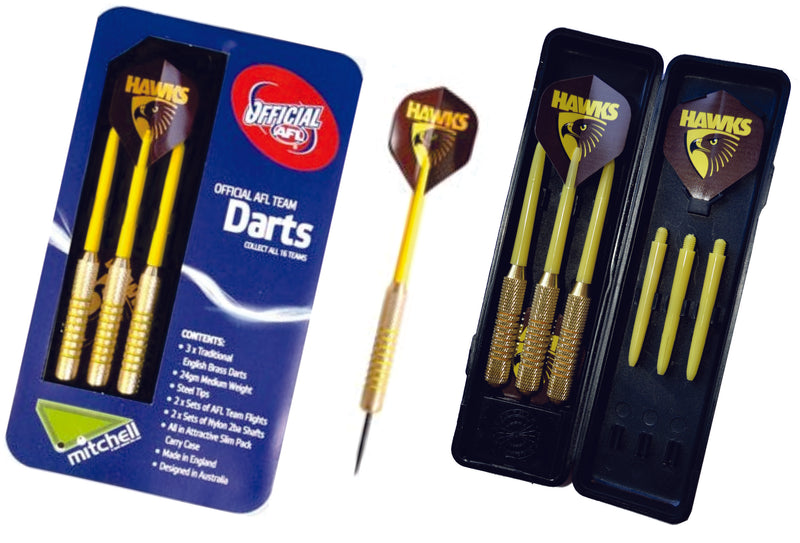Hawthorn AFL Set of 3 Traditional English Brass Darts Hawthorn AFL Set of 3 Traditional English Brass Darts Camping Leisure Supplies