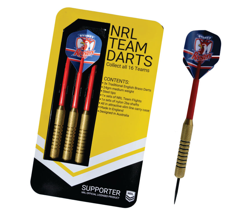 Sydney Roosters NRL Set of 3 English Brass Darts Sydney Roosters NRL Set of 3 English Brass Darts Camping Leisure Supplies