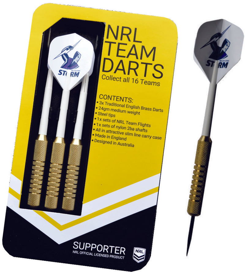 Melbourne Storm NRL Set of 3 Traditional English Brass Darts Melbourne Storm NRL Set of 3 Traditional English Brass Darts Camping Leisure Supplies