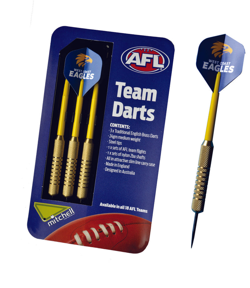 West Coast Eagles AFL Set of 3 English Brass Darts West Coast Eagles AFL Set of 3 English Brass Darts Camping Leisure Supplies