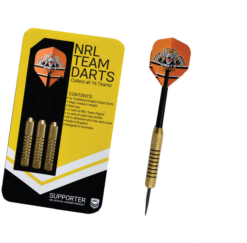 West Tigers NRL Brass Darts Set of 3 Traditional English West Tigers NRL Brass Darts Set of 3 Traditional English Camping Leisure Supplies